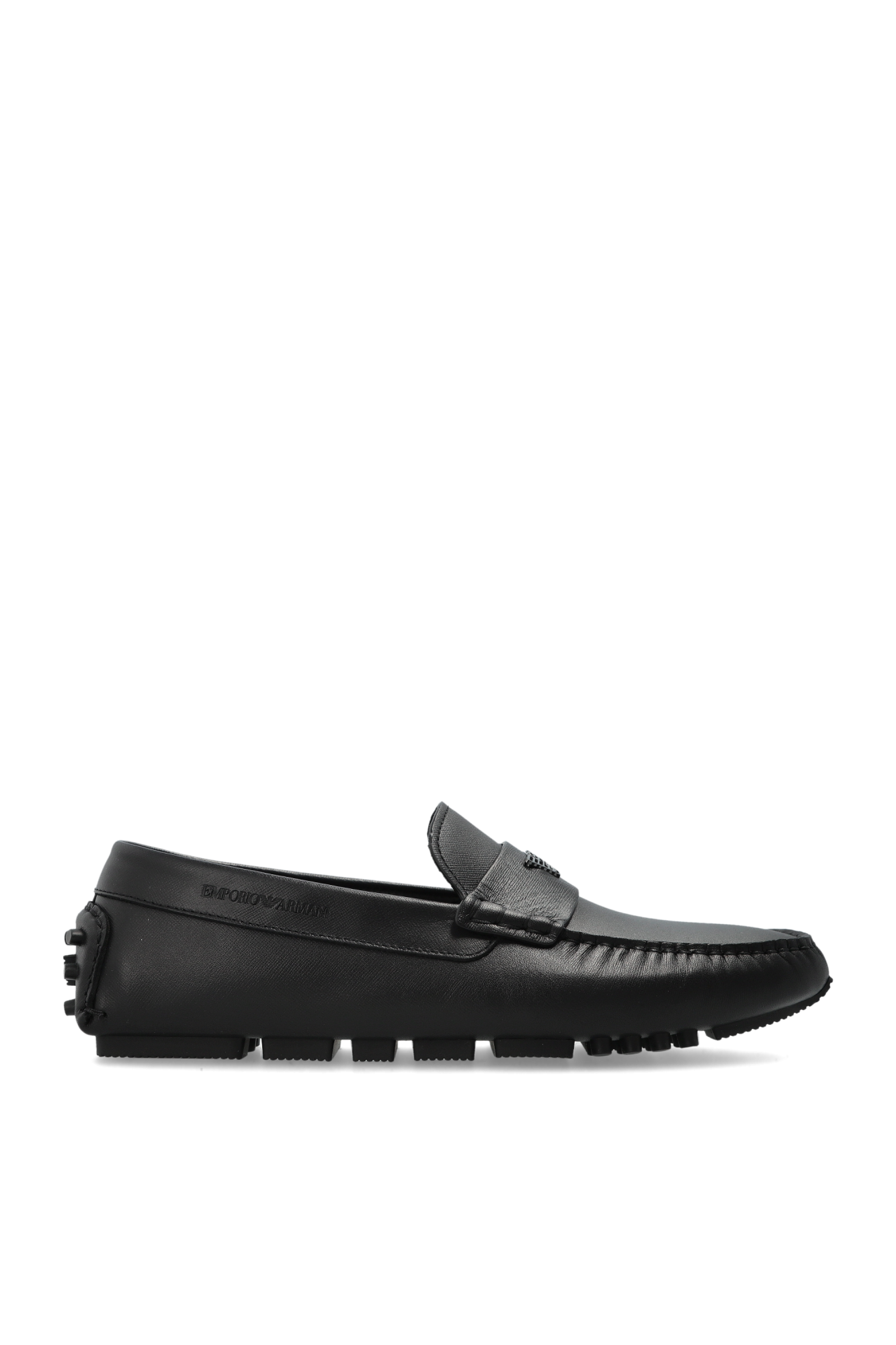 Emporio Armani Leather loafers with logo | Men's | Vitkac